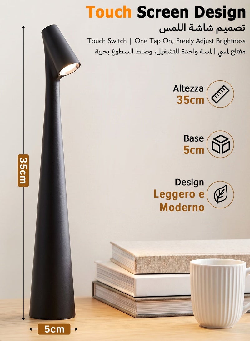 Yakiter Rechargeable LED Touch Control Table Lamp with 3 Dimmable Light, Matte Plastic Shade, USB Charging Suitable for Reading And Studying in The Bedroom or Living Room (BLACK) - Image 2