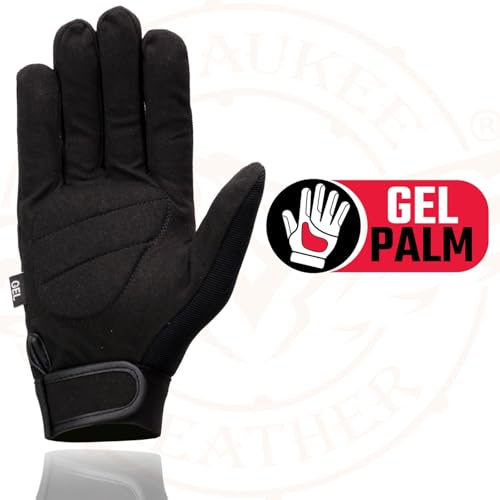 Milwaukee Leather قفازات ميكانيكي دراجات نارية جلدية من ميلووكي SH44612 للرجال - أسود - شبكة قماشية - راحة جل - متوسط - Image 2