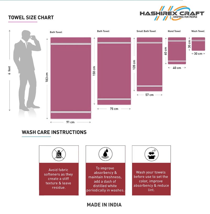 HASHIREX CRAFT Big Men Bath Towel for Man 100 Pure Cotton Full Size XXXL Man Towels Size 36x72 Inch 3x6 Feet Pink Color Set of 1 Towel - Image 4