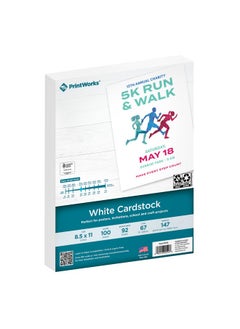 PrintWorks Printworks White Cardstock, 67 lb, 92 Bright, FSC Certified, Perfect for School and Craft Projects, 8.5 x 11 Inch, 100 Sheets (00540)  - Image 1