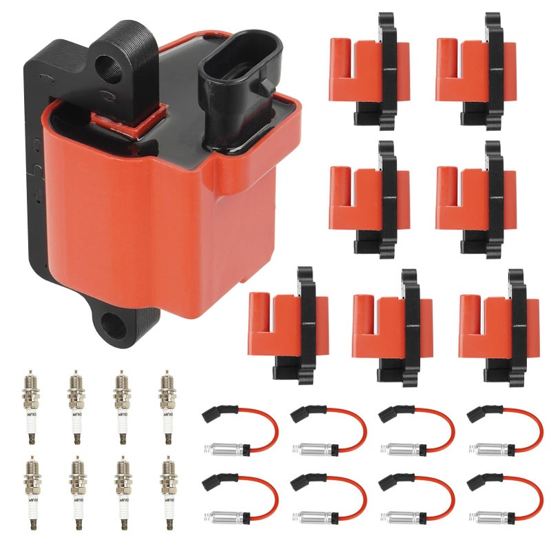 UF271 Ignition Coil Pack for Chevy Avalanche 53L for GMC Savana Sierra 1500 2500 3500 48L 6L Hummer H21999 2000 2001 2002 2003 2004 2005 2006 Ignition Coil wWires Iridium Spark Plugs