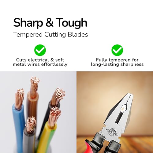 LOOPITO 5-in-1 Hand Tool Kit – Combination Plier, Wire Stripper, Nose Plier, Line Tester & 2-in-1 Screwdriver Set for Electricians & Home Use (Multicolor) - Image 4