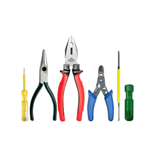 LOOPITO 5-in-1 Hand Tool Kit – Combination Plier, Wire Stripper, Nose Plier, Line Tester & 2-in-1 Screwdriver Set for Electricians & Home Use (Multicolor) - Image 1