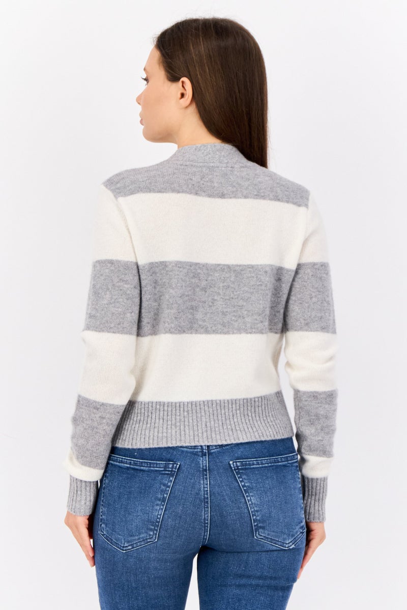 ESPRIT Women V Neck Yarn Dye Cardigan, Multicolor - Image 2