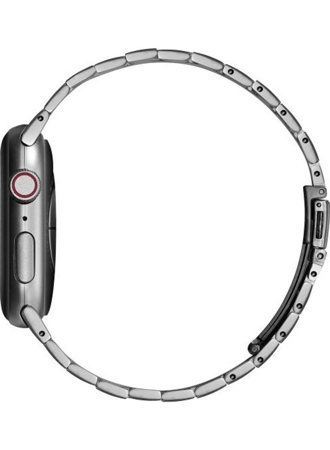 NIBEMINENT Ultra-thin Three-bead Replacement Watchband For Apple Watch Series 7 45mm/6 & SE 5 4 44mm/3 2 1 42mm Grey - Image 2