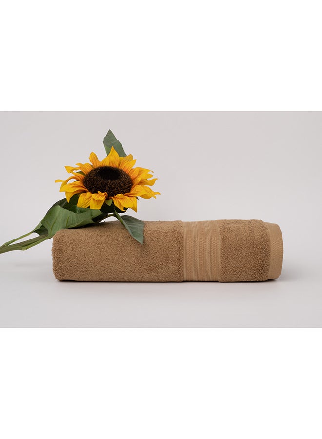 White Rose Towel Infinity 500 Gsm 100% Cotton Terry Fancy Border 1 Hand  80X160 CmSoft Touch Extra Absorbent-Camel  - Image 1