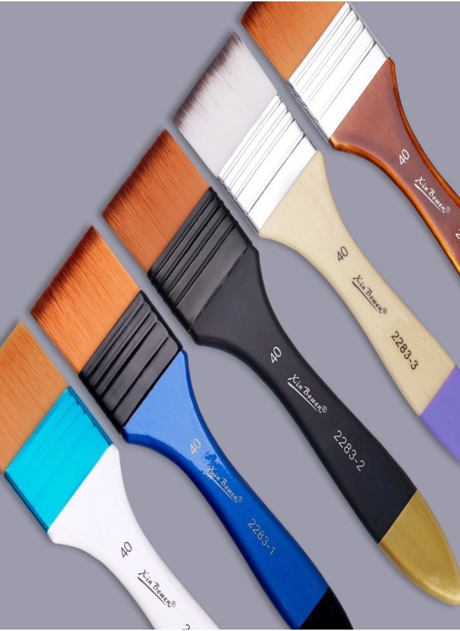 Xinbowen - 6-Piece Nylon Hair Paint Brush Set - Ideal for Watercolor, Acrylic, and Oil Painting - Image 1