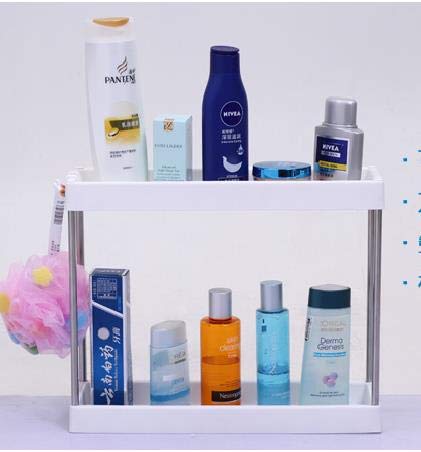 Storia Bathroom Rack with Side Hooks, 2 Layer Multipurpose Storage Rack with Draining Trays Space Saviour and Organiser - Image 2