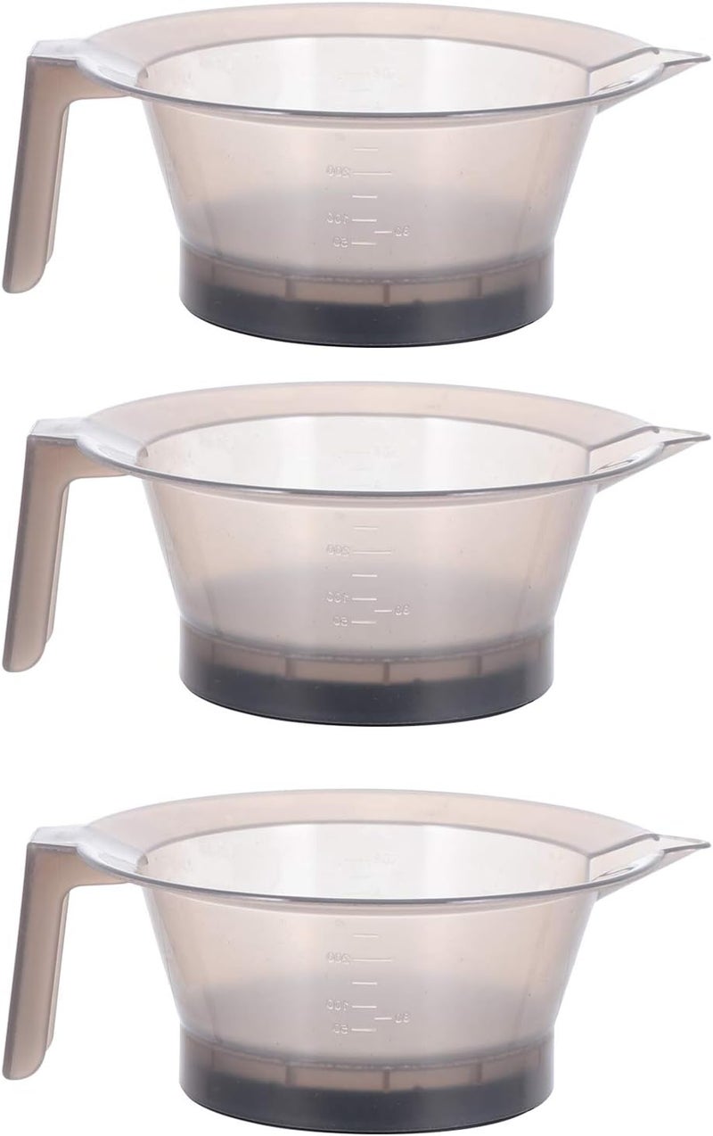 وعاء خلط لون الشعر KALLORY 3 قطع وعاء صبغ شعر بلاستيكي مع مقبض أداة خلط لون الشعر الاحترافية لصالونات الحلاقة ومصففي الشعر