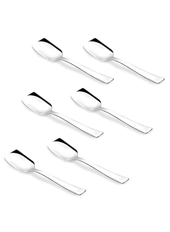 Parage 6 Pieces Stainless Steel Ice Cream Spoons, Silverware Spoon Set, Dinner Spoon Length 13.5cm, Food Grade Silverware for Home & Kitchen, Durable Stylish, 6 Dessert Spoons - Image 1