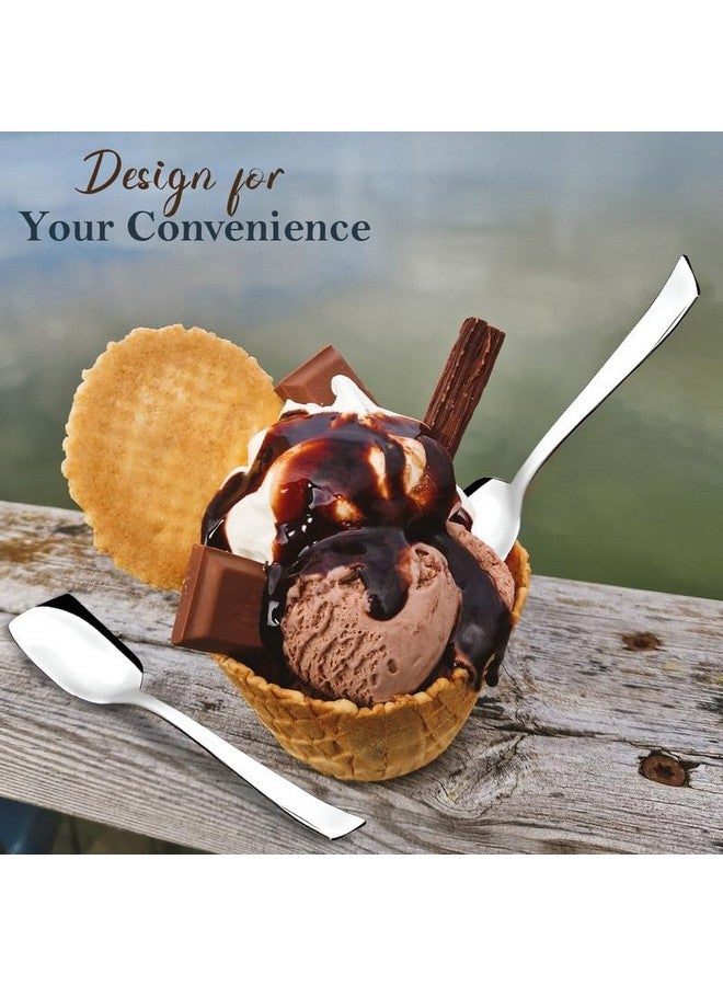 Parage 6 Pieces Stainless Steel Ice Cream Spoons, Silverware Spoon Set, Dinner Spoon Length 13.5cm, Food Grade Silverware for Home & Kitchen, Durable Stylish, 6 Dessert Spoons - Image 5