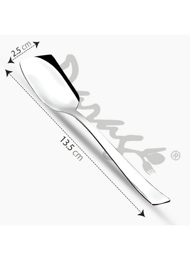 Parage 6 Pieces Stainless Steel Ice Cream Spoons, Silverware Spoon Set, Dinner Spoon Length 13.5cm, Food Grade Silverware for Home & Kitchen, Durable Stylish, 6 Dessert Spoons - Image 3