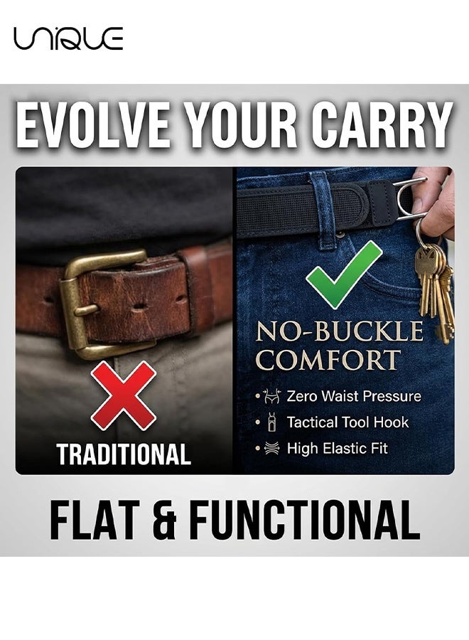 Unique 3 Pcs No Buckle Belts for Men Women, Adjustable Stretch Velcro Waist Belt, Unisex Side Fastening for Jeans, Trousers, Work, Casual & Outdoor Use - Image 3