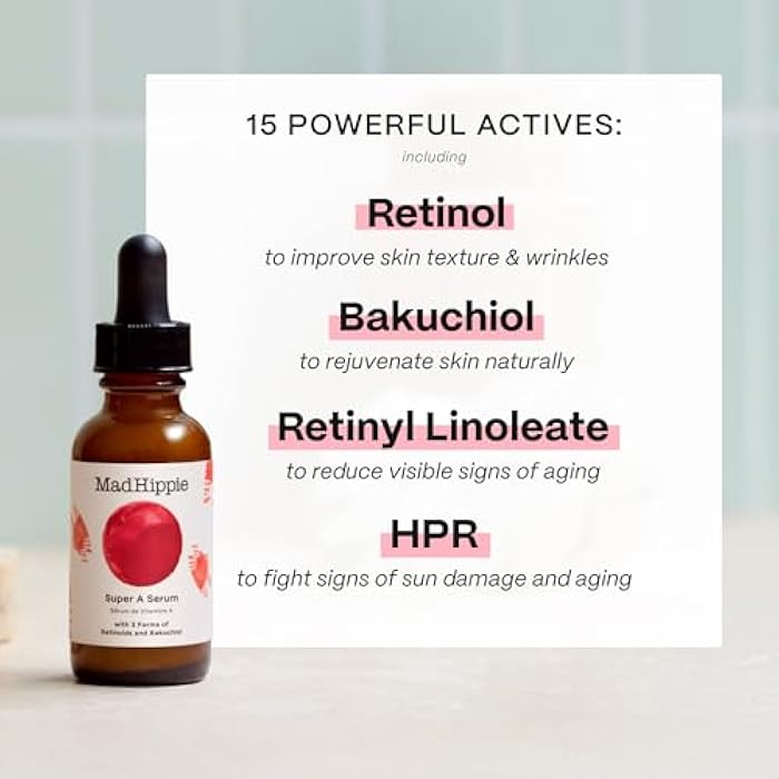 Mad Hippie Super A Retinol Serum for Face – Potent Skin Repair & Anti-Aging Serum with 3 Retinoids, Bakuchiol + Hydrating Hyaluronic Acid, 1.02 Oz - Image 4