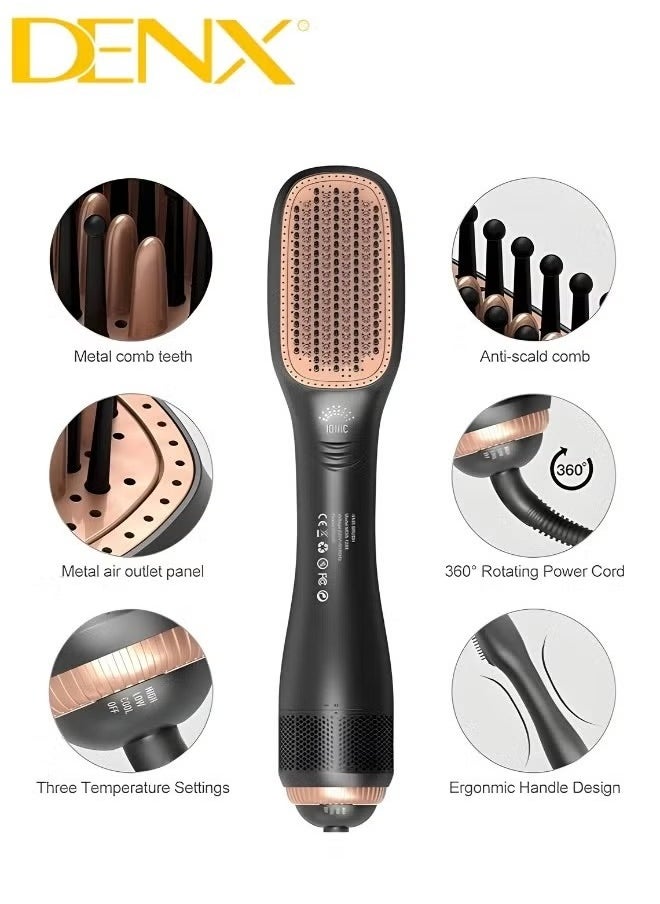 Denx - 1200 Watt Hair Dryer Brush Ceramic Dryer And Styler 2 In 1 Professional - Image 1