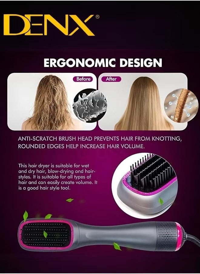 Denx - 1200 Watt Hair Dryer Brush Ceramic Dryer And Styler 2 In 1 Professional - Image 1
