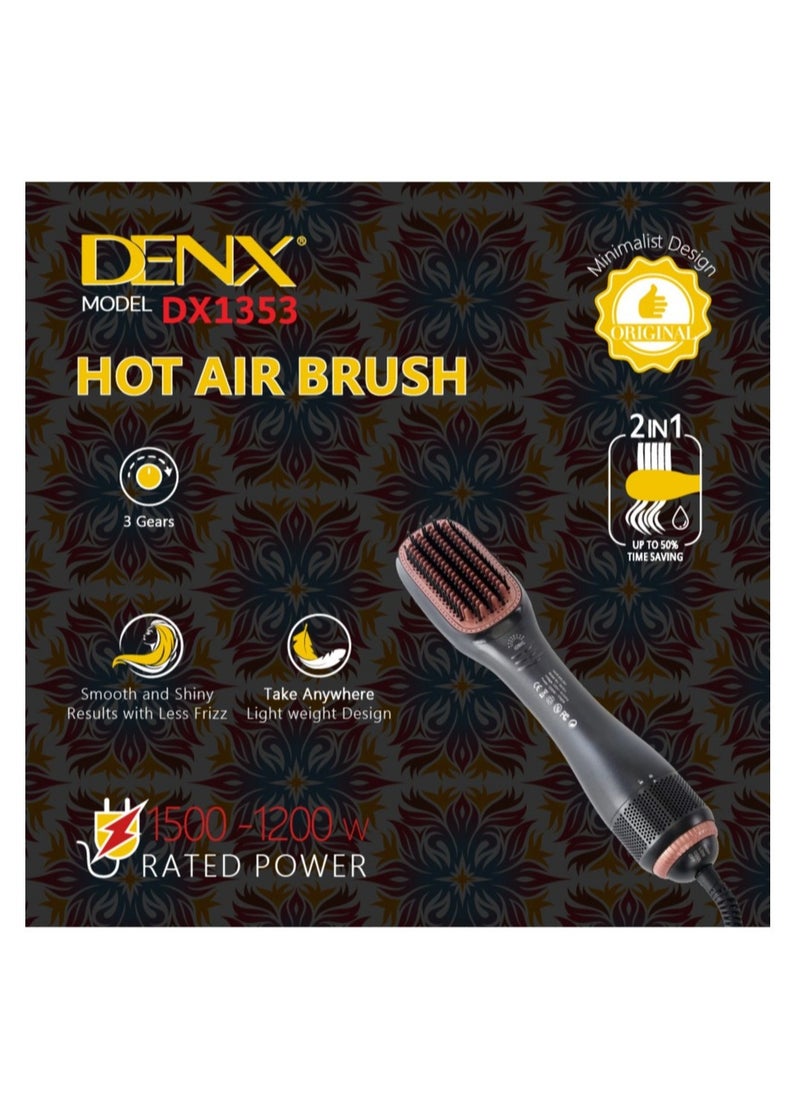 Denx - 1200 Watt Hair Dryer Brush Ceramic Dryer And Styler 2 In 1 Professional - Image 1