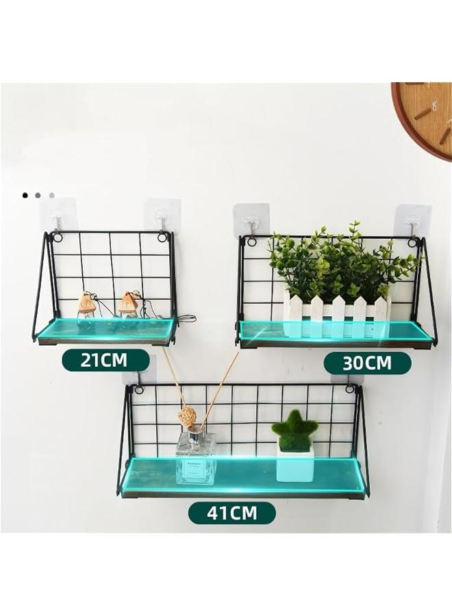 هوكور مجموعة من 3 ارفف عائمة تثبت على الحائط من ار سي كو، رف حائط عائم خشبي مع دعامات معدنية، ارفف تخزين للحمام والمطبخ وغرفة المعيشة والمكتب وغرفة النوم (اسود) - Image 3