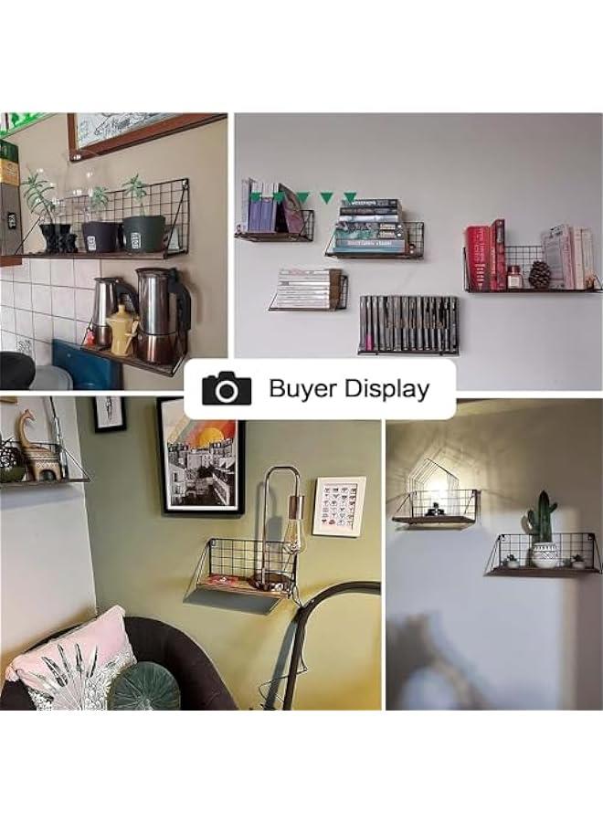 هوكور مجموعة من 3 ارفف عائمة تثبت على الحائط من ار سي كو، رف حائط عائم خشبي مع دعامات معدنية، ارفف تخزين للحمام والمطبخ وغرفة المعيشة والمكتب وغرفة النوم (اسود) - Image 5