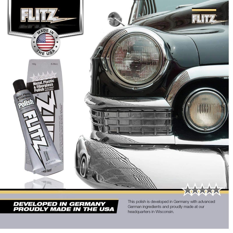 Flitz Metal Polish and Cleaner Paste, Also Works on Plastic, Fiberglass, Aluminum, Jewelry, Sterling Silver - Headlight Restoration and Rust Remover - Made in the USA - 5.29 OZ - 3 Pack - Image 4