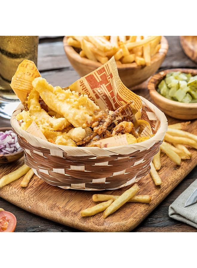 Excefore Round Gift Baskets,12 Pack Wicker Hamper Basket, Woven Bread Baskets For Serving Small Gift, Food Serving Baskets, Food Storage Basket For Kitchen Restaurant Display Decor - Image 5