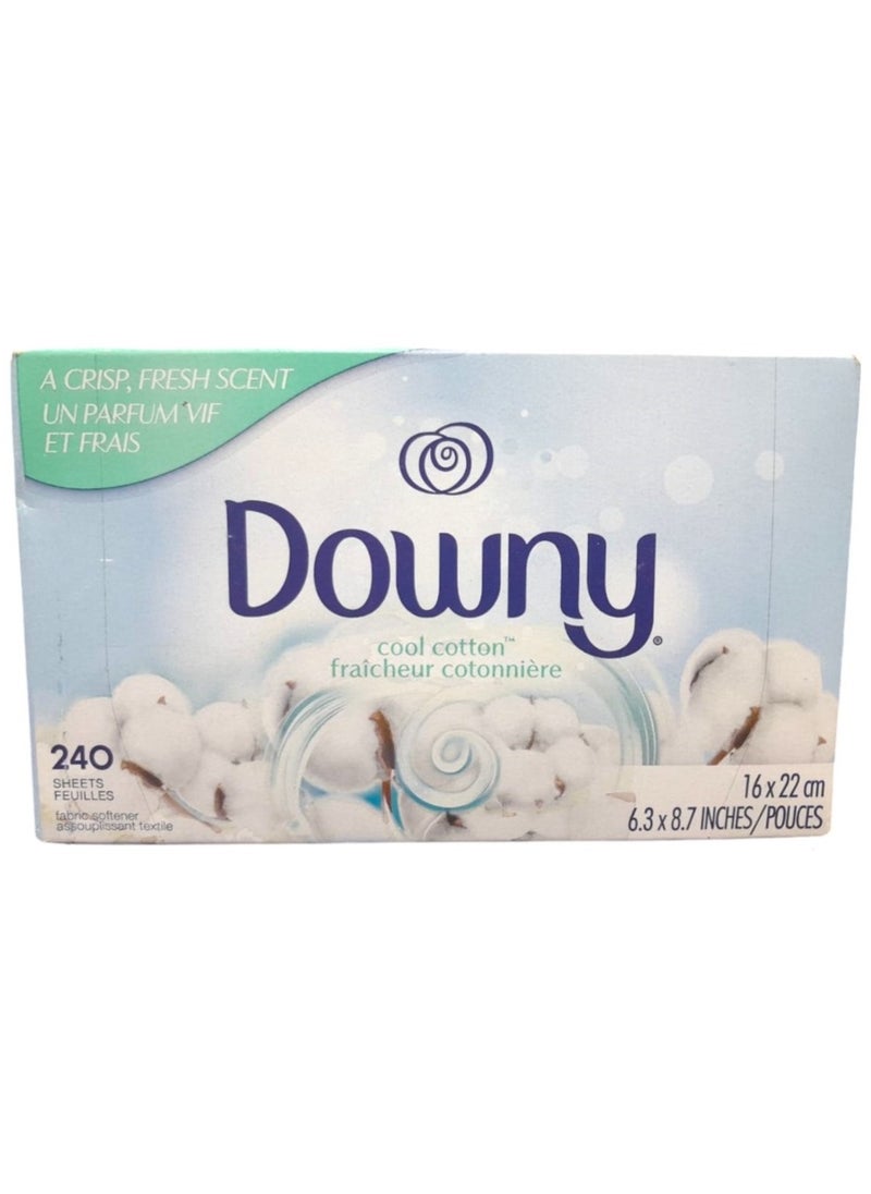 Downy مناديل تجفيف الملابس، منعم الأقمشة، قطن بارد، 240 قطعة  - Image 2