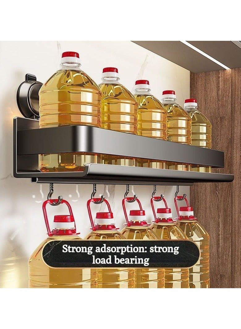 XiuWoo 2 Packs 50cm Wall Mounted Suction Cup No-Drill Spice Rack, No-trace Seasoning Organizer with 5 Hook Rack Hangers,No Damage Easy to Clean Pantry Organizers and Storage Shelf,Home and Kitchen Gadgets - Image 5