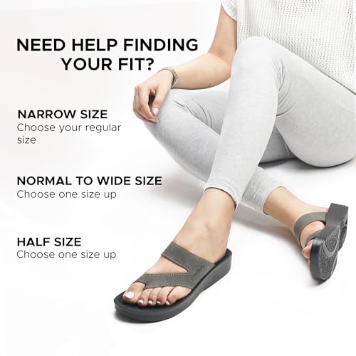 AEROTHOTIC Comfy Arch Support flip flops for women Split Toe Stylish Cushioned Strap with non-slip footbed Walking Dressy Sandals Indoor and Outdoor (Odal Grey, Size 9) - Image 3