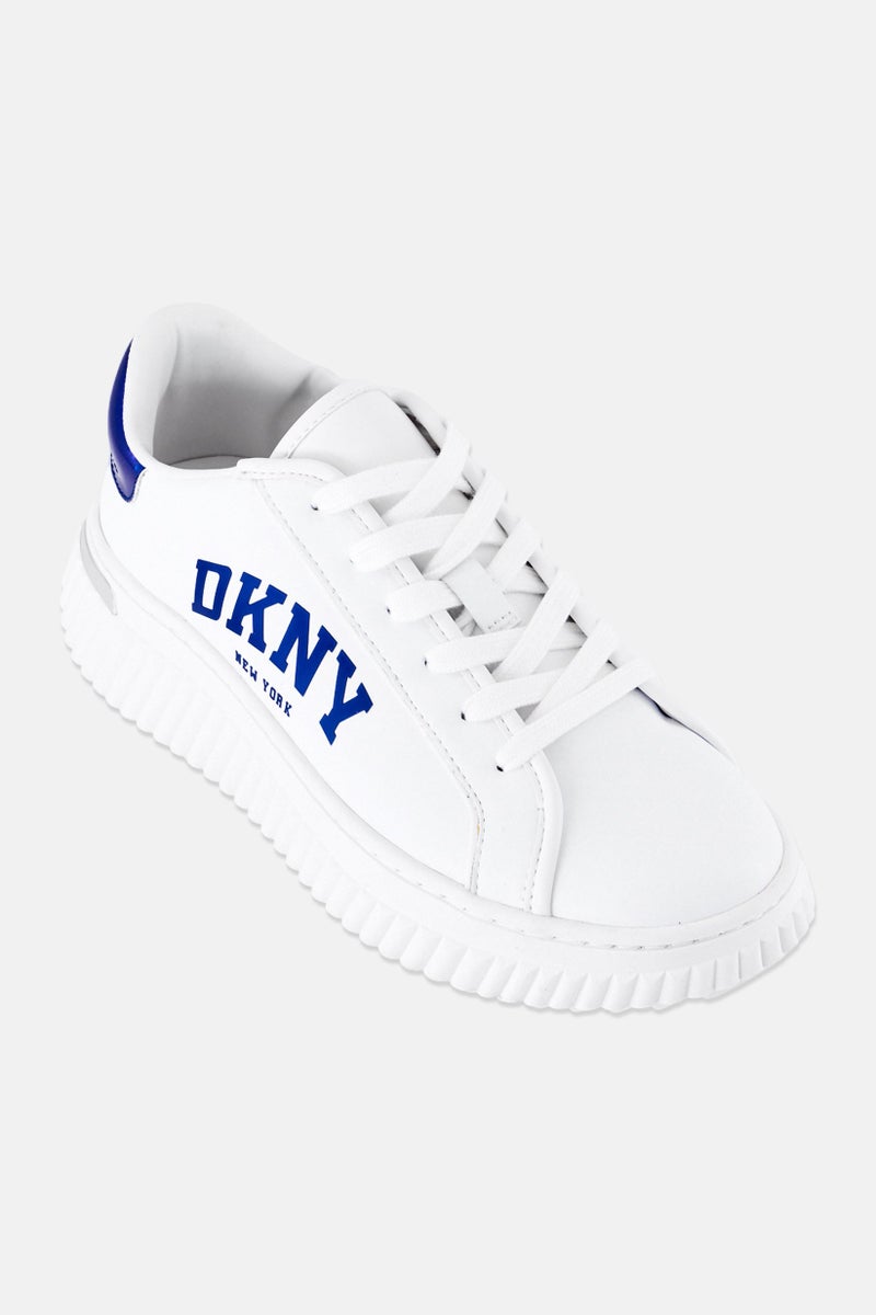 DKNY Women Leon Lace Up Sneakers, White - Image 1