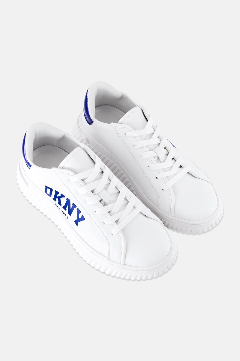 DKNY Women Leon Lace Up Sneakers, White - Image 4