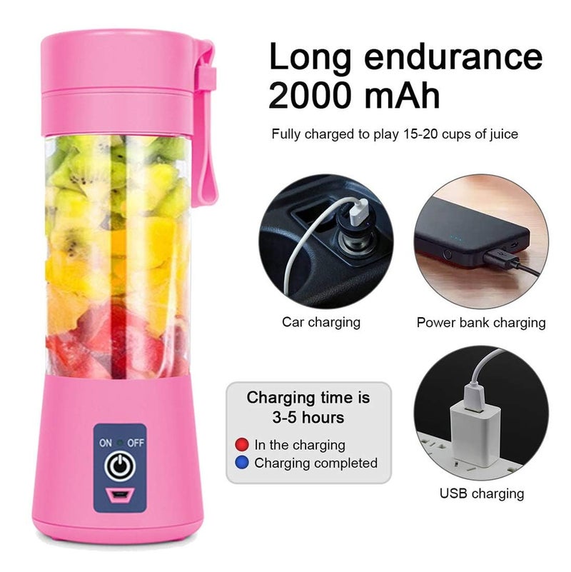 Cordless Personal Size Portable Blender - 380Ml Blender Smoothies and Shakes, BPA Free Traveling Juice Cup with Powerful Blending, Freshly Squeezed in Sports/Travel/Home (Pink) - Image 2