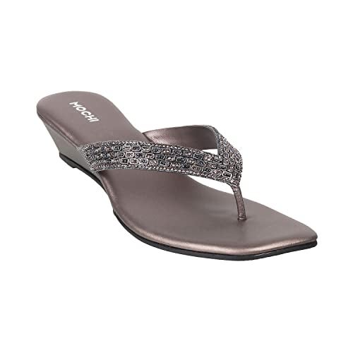 Mochi Women's Metallic Ethnic Slip-on Heel Fashion Sandals UK/8 EU/41 (35-4992) - Image 2
