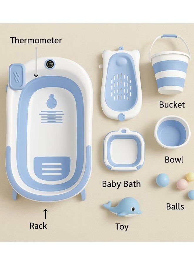 طقم استحمام أطفال 8 في 1 قابل للطي مع شاشة حرارة رقمية - Image 4