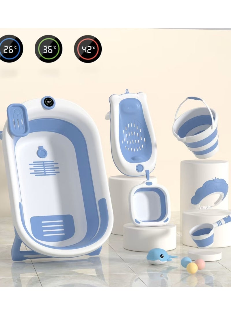 طقم استحمام أطفال 8 في 1 قابل للطي مع شاشة حرارة رقمية - Image 1