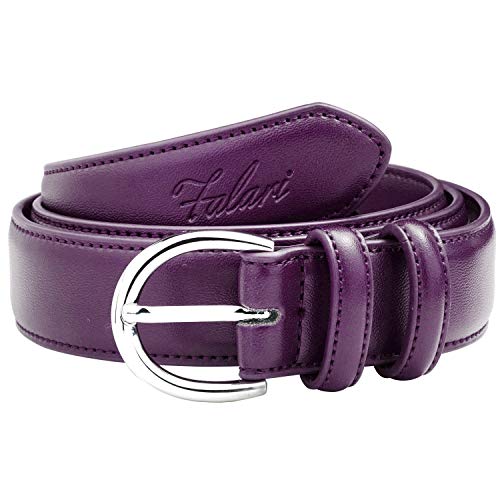 Falari Women Genuine Leather Belt Fashion Dress Belt With Single Prong Buckle 6028-Plum-L - Image 2