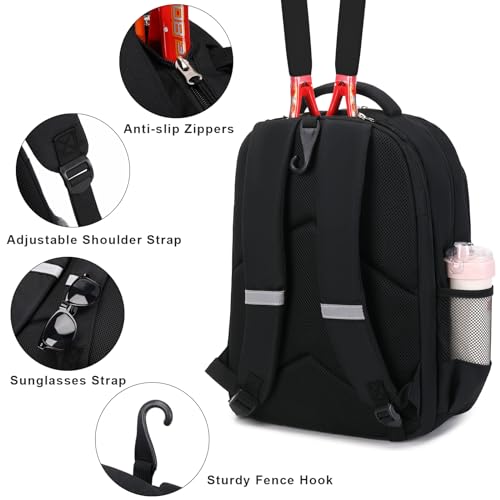 ACESAK Tennis Backpack Tennis Bag for Women Men - Tennis Bag Holds 2 Rackets, Badminton Squash, Pickleball Paddles Balls - Image 5