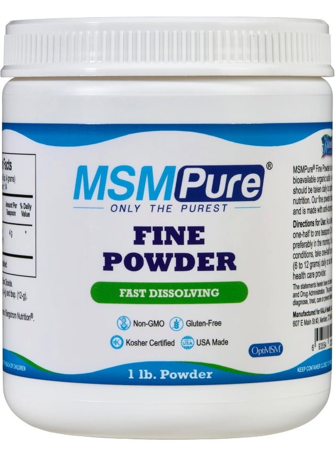 Kala Health Msmpure Fine Powder, Fast Dissolving Organic Sulfur Crystals, 99% Distilled Msm Supplement, 453 Grams - Image 1