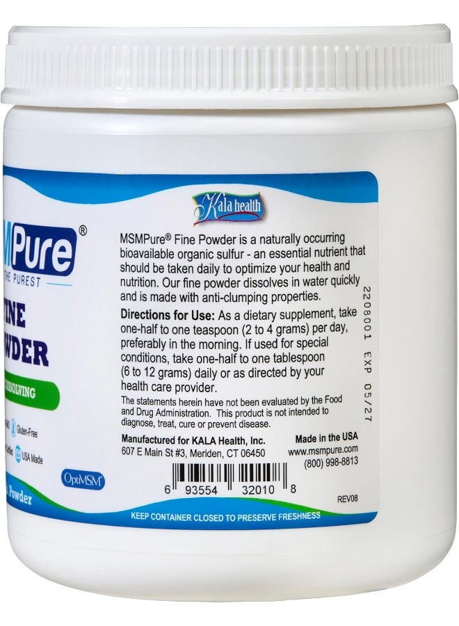 Kala Health Msmpure Fine Powder, Fast Dissolving Organic Sulfur Crystals, 99% Distilled Msm Supplement, 453 Grams - Image 2