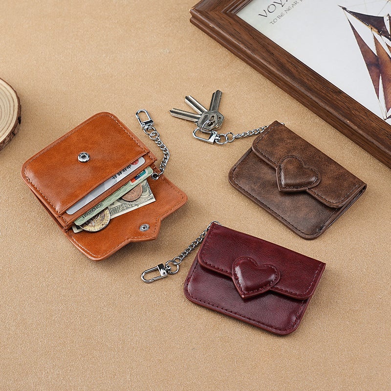 Elon New Compact And Exquisite Fashion Love Card Bag Macaron Cute Girl Card Holder Leather Card Holder - Image 3