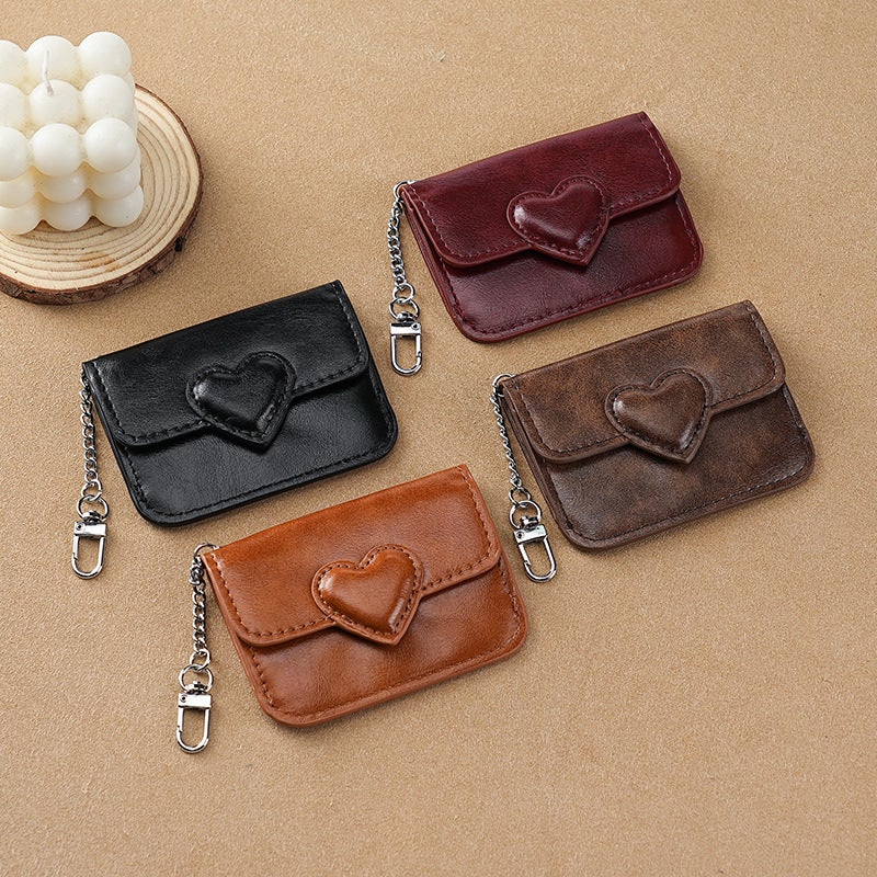 Elon New Compact And Exquisite Fashion Love Card Bag Macaron Cute Girl Card Holder Leather Card Holder - Image 2