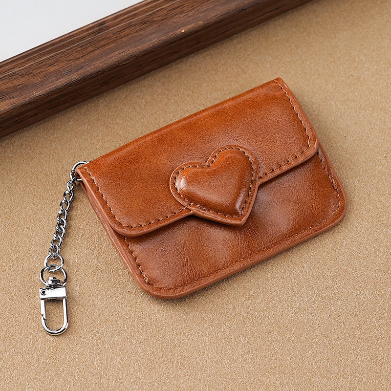 Elon New Compact And Exquisite Fashion Love Card Bag Macaron Cute Girl Card Holder Leather Card Holder - Image 1