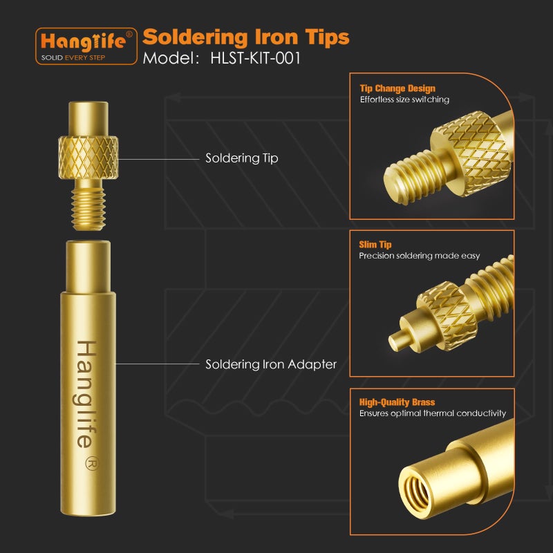 Hanglife Heat-Set Insert Tips for Threaded Inserts M2 M2.5 M3 M4 M5 M6 M8, Soldering Iron Tips Compatible with Weller SP40NUS/Hakko FX-888D/900M/T18 Irons- Press Tool for Plastic 3D Printer Components - Image 5