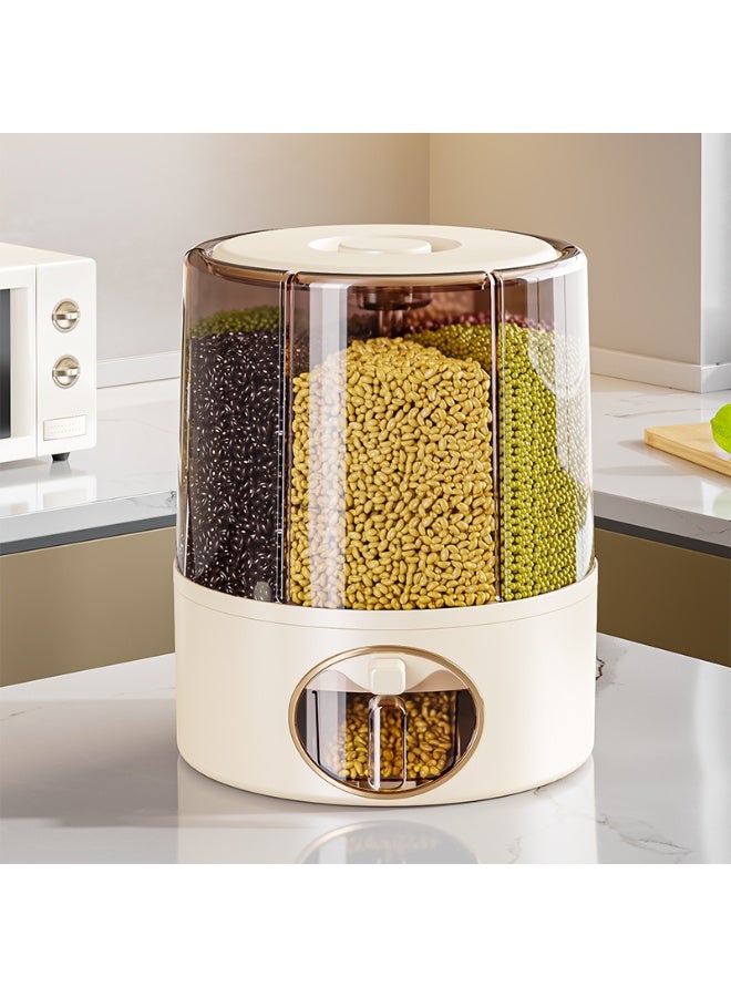 ايست من نون حاوية تخزين الحبوب مع موزع، دوران 360° لتصريف الطعام بخاصية الإخراج بنقرة واحدة، حاوية تخزين الأرز الدائرية للمكونات الصغيرة، الفاصوليا، الأرز - Image 1