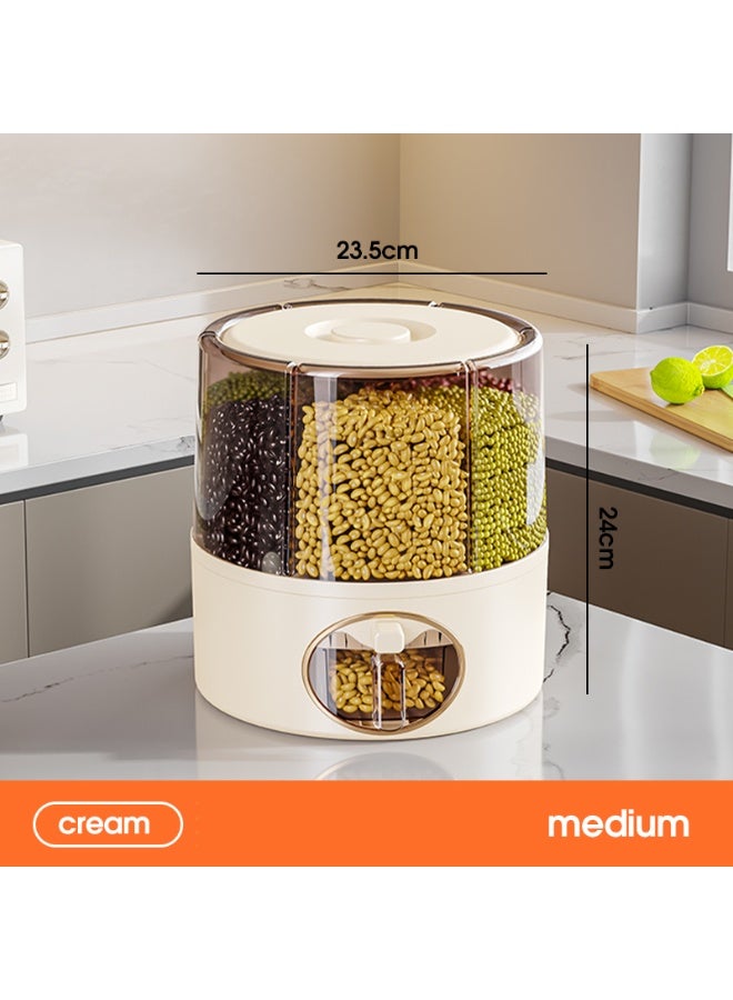 ايست من نون حاوية تخزين الحبوب مع موزع، دوران 360° لتصريف الطعام بخاصية الإخراج بنقرة واحدة، حاوية تخزين الأرز الدائرية للمكونات الصغيرة، الفاصوليا، الأرز - Image 2