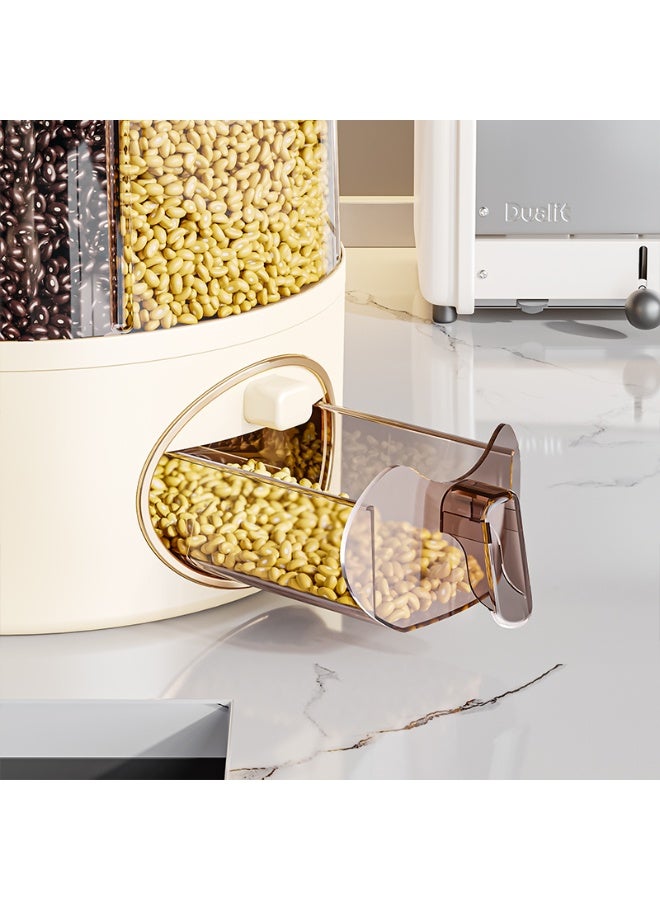 ايست من نون حاوية تخزين الحبوب مع موزع، دوران 360° لتصريف الطعام بخاصية الإخراج بنقرة واحدة، حاوية تخزين الأرز الدائرية للمكونات الصغيرة، الفاصوليا، الأرز - Image 5