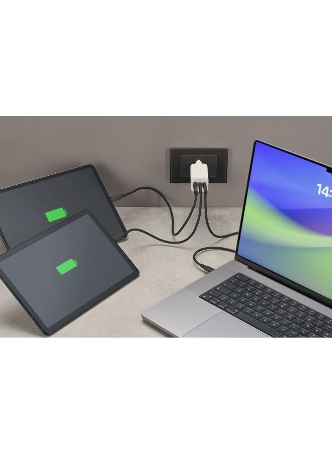 Cellularline MultiPower Nano 65W GAN Charger 3 Port With Cable C White - Image 2