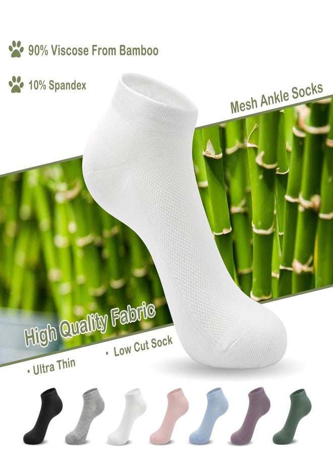 SERISIMPLE Women Ankle Soft Ultra Thin Mesh Beathable Viscose Bamboo Anti Odor Summer Cool Socks Low Cut Sock 5 Pairs,4-8/9-11(White, Large) - Image 4