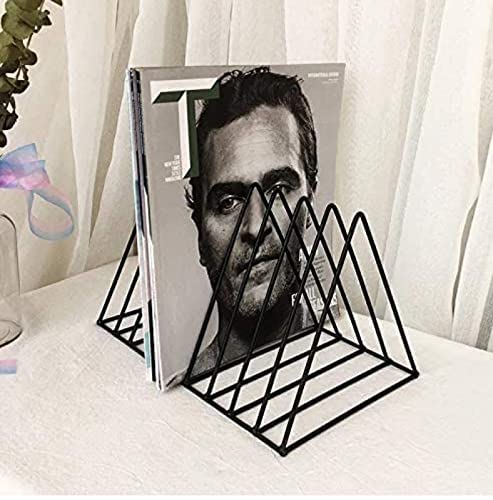 CR18 COLLECTION 9 Triangular Slots Magazine Rack Iron Desk Book Record Holder Storage Organizer Bookcase for Home School Office Decoration Black Pack of 2 - Image 4
