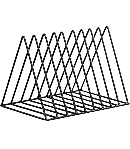 CR18 COLLECTION 9 Triangular Slots Magazine Rack Iron Desk Book Record Holder Storage Organizer Bookcase for Home School Office Decoration Black Pack of 2 - Image 5