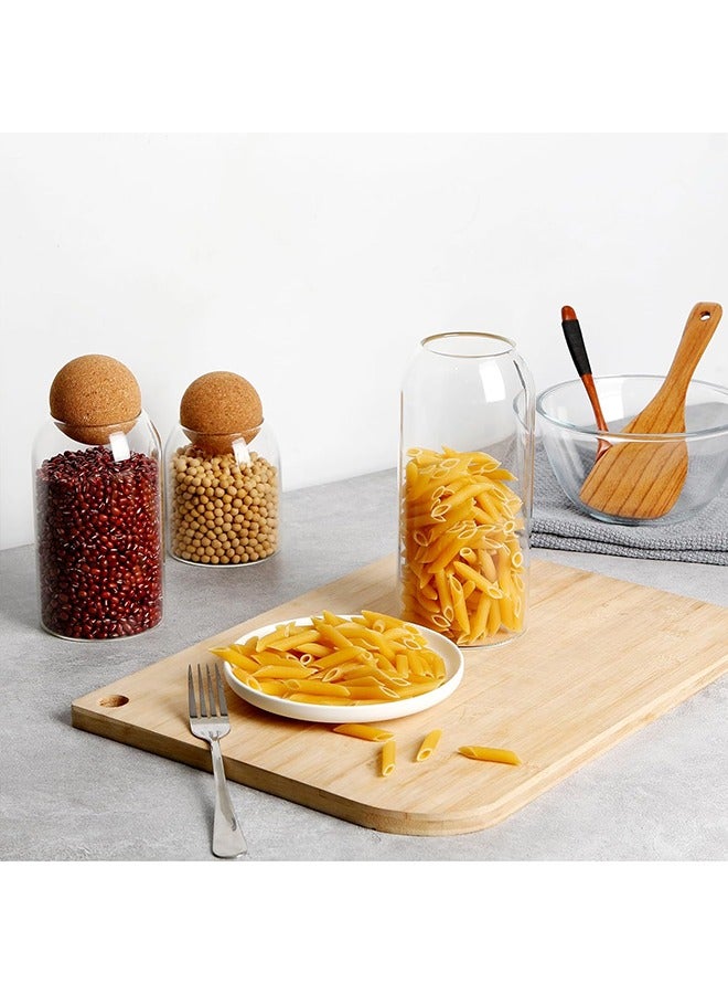 RollsTimi  3-Piece Glass Food Storage Jar With Round Ball Cork Lid Clear 500ml /800ml/ 1200ml - Image 2
